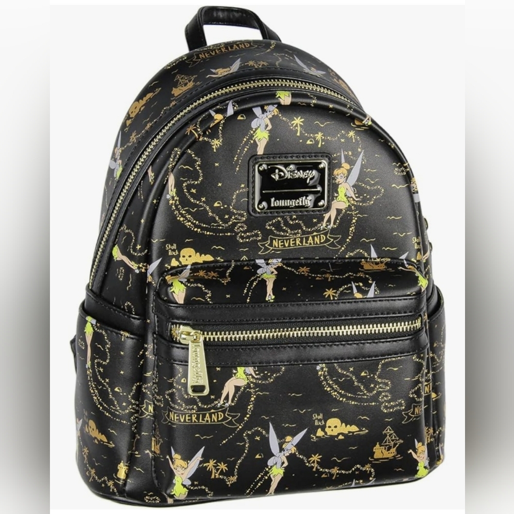 Tinkerbell Gold Neverland Map Mini Loungefly Backpack